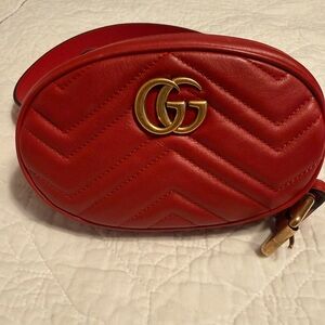 Gucci Red Marmont Belt Bag with Belt